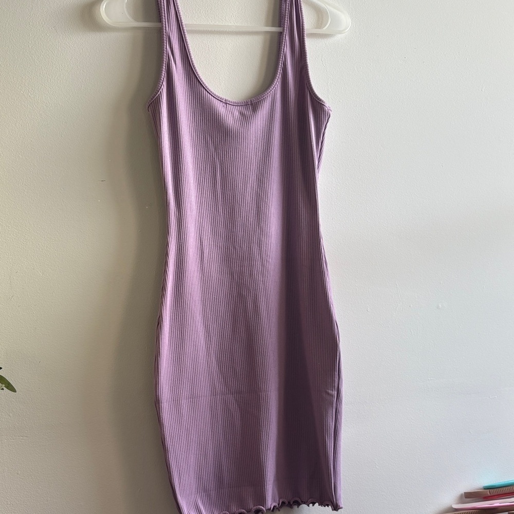 Lilac Ribbed Mini Dress - Picture 4 of 4